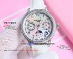 AAA Copy TW Factory Patek Philippe Diamond Case Pearl Shell Face Rubber Strap Multi-Function Watch 